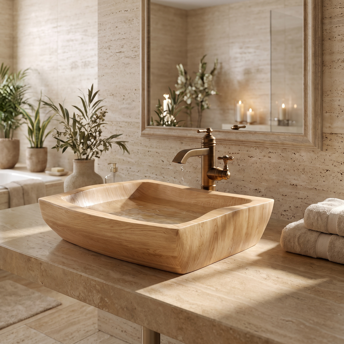 Stoneharbor Handcrafted Solid Wood Vessel Sink Natural Oak - Timberustic Vessel Sinks