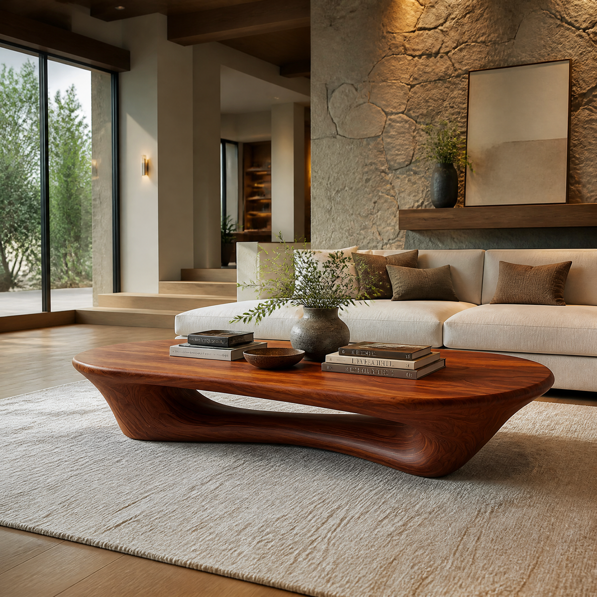 Valthera Sculpted Solid Wood Coffee Table SPA235732 — Mahogany
