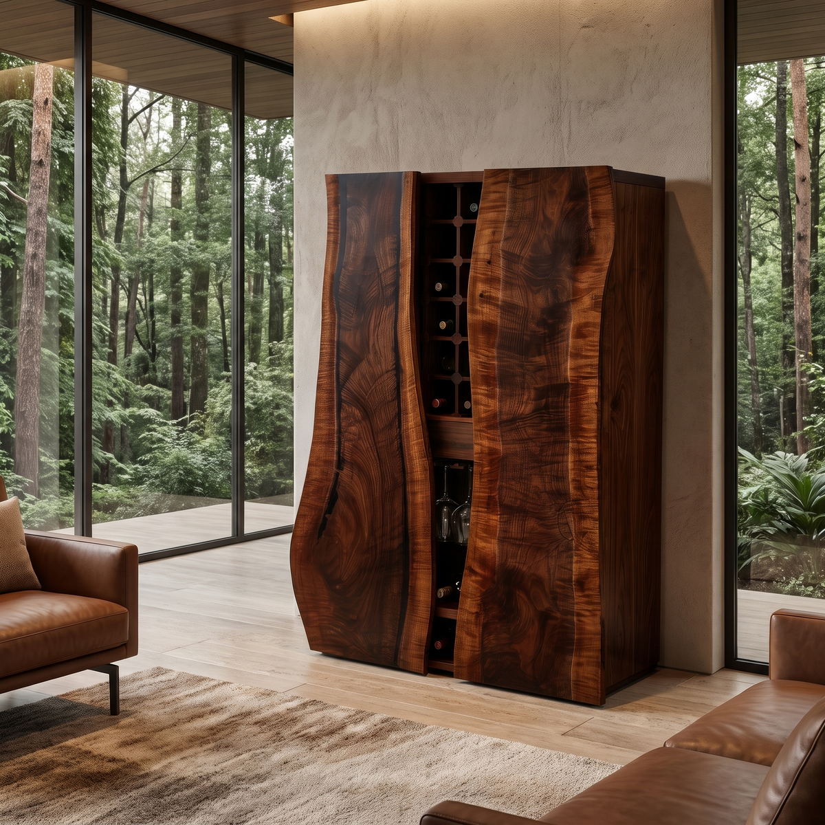 Virellan Handcrafted Solid Wood Bar Cabinet Dark Walnut - Timberustic Bar Cabinet