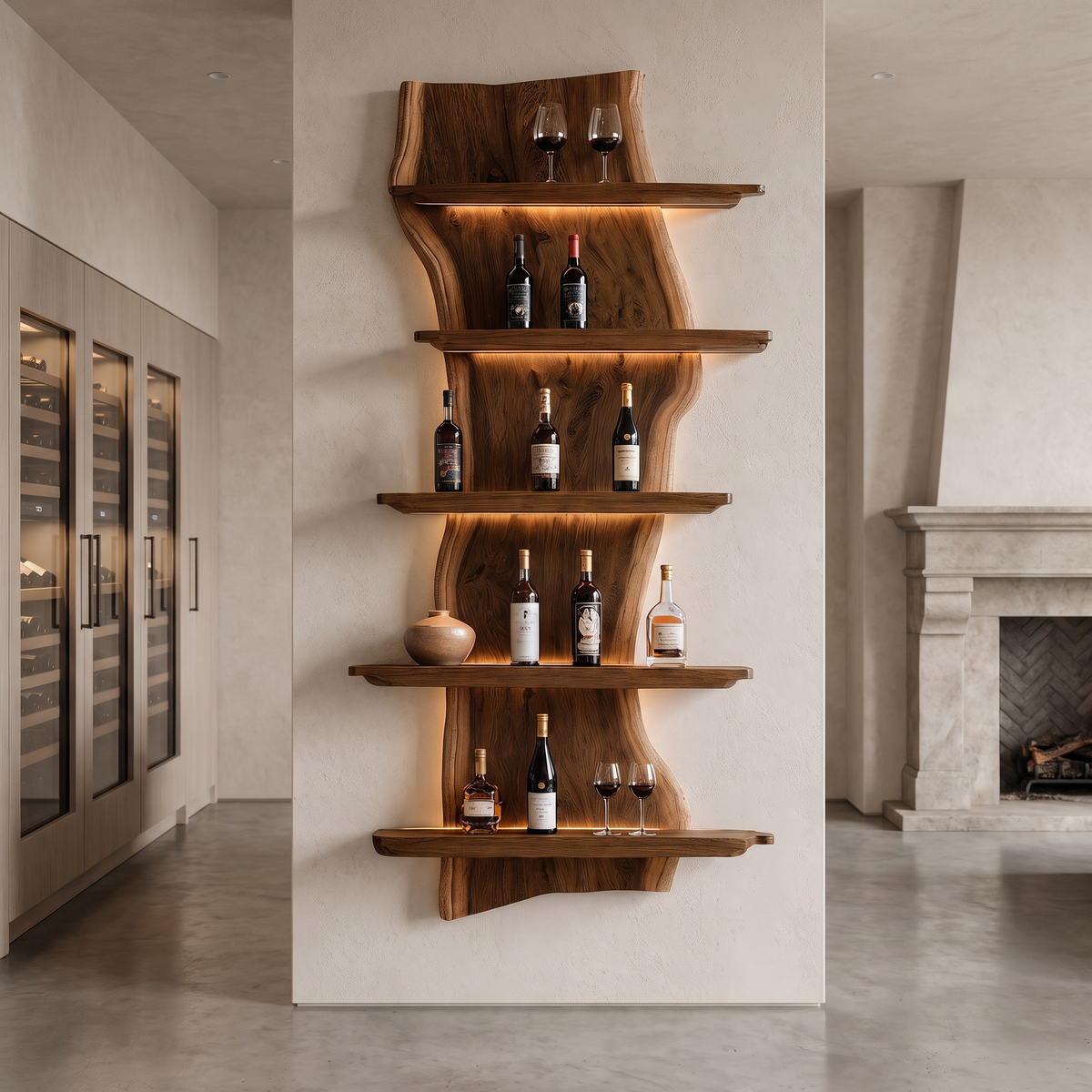 Virellan Live Edge Solid Wood Floating Wine Shelf SPA923892 Brown - Timberustic Floating Wine Shelf