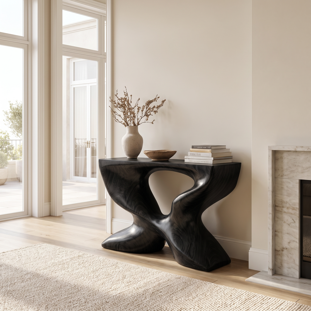 Xavoryn Sculpted Solid Wood Console Table Black - Timberustic Console Table