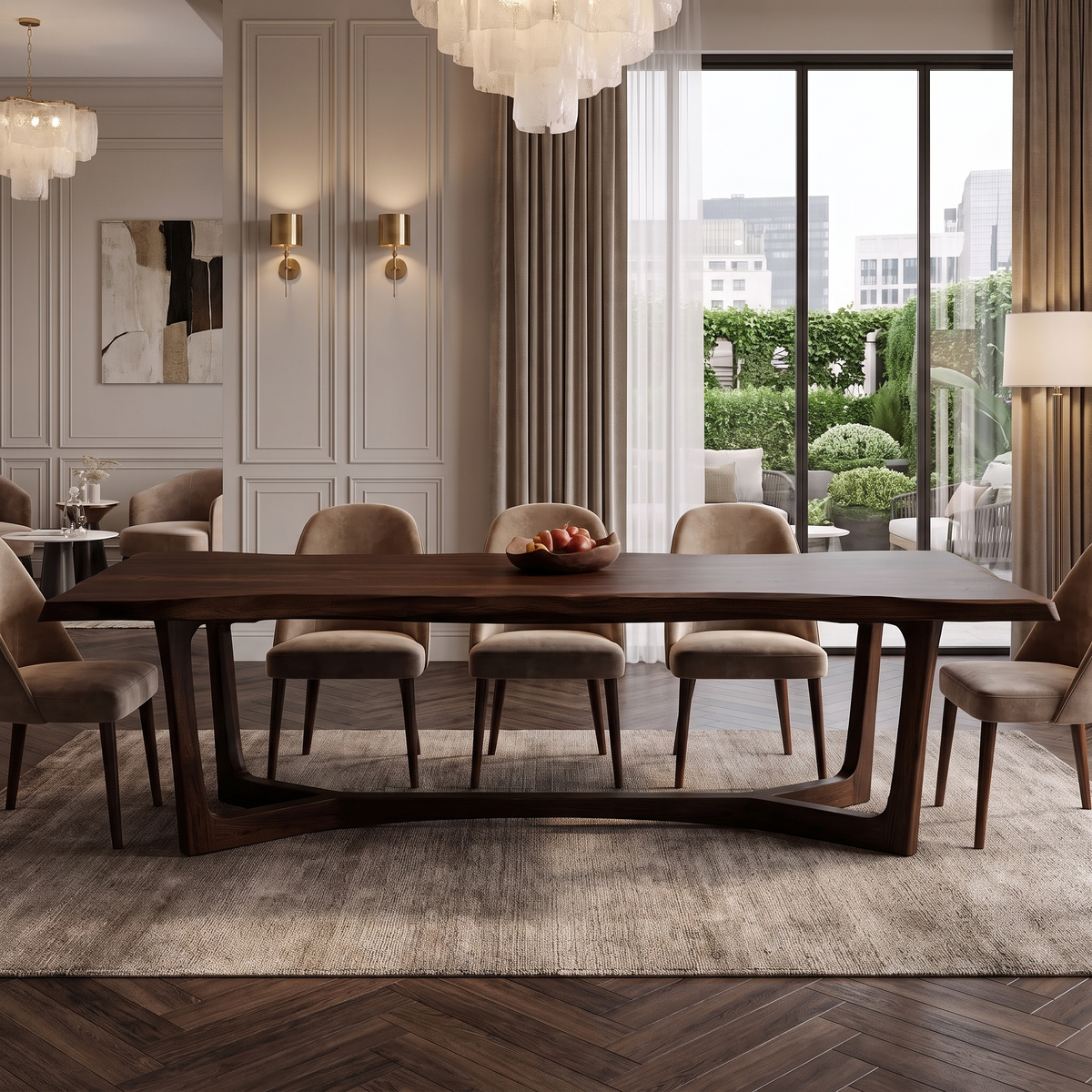 Aeladell Irregular Edge Handcrafted Dining Table Dark Walnut - Timberustic Dining Table