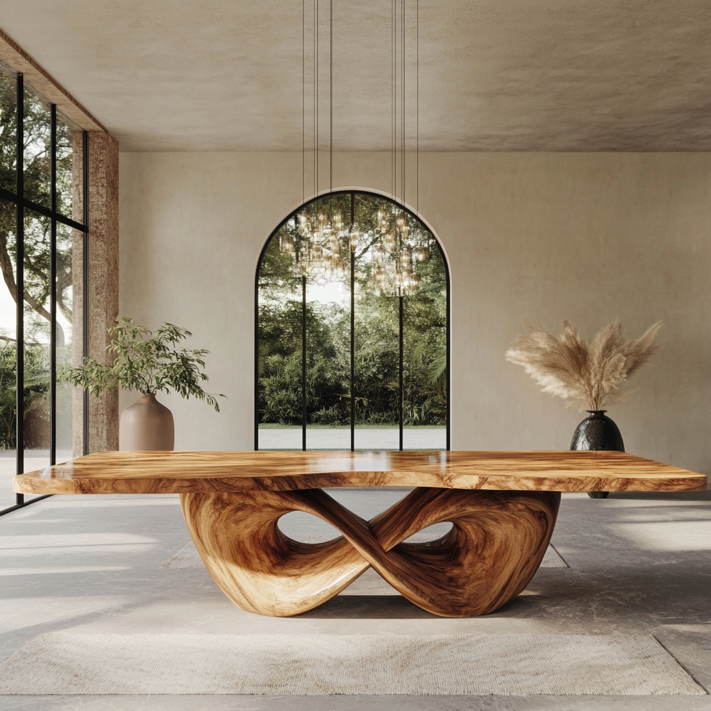 Aelalora Sculpted Infinity Base Handcrafted Dining Table - Timberustic Dining Table