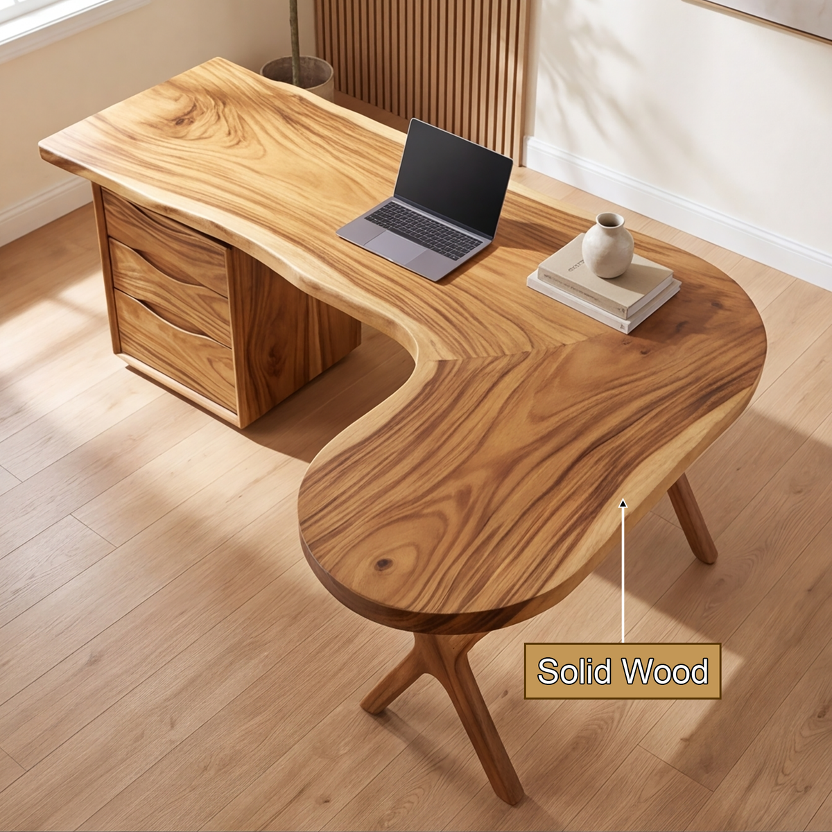 Aelarell Curved Return Handcrafted Desk With Drawers - Timberustic Desk With Drawers