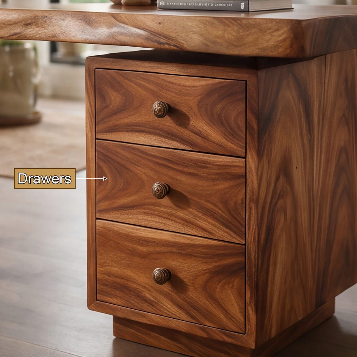 Aelimere Live Edge Branch Base Handcrafted Desk With Drawers by Timberustic — product detail view 3