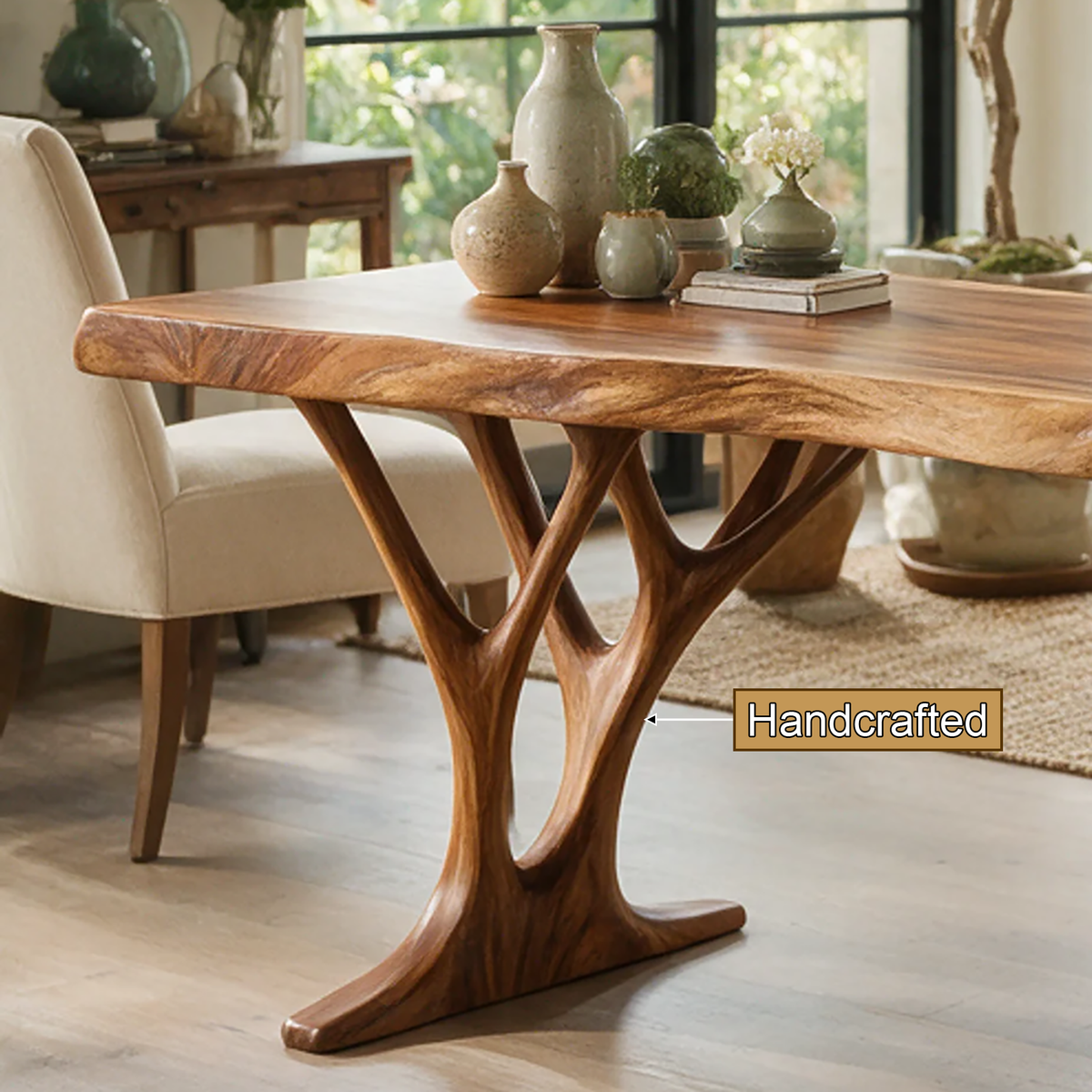 Aelimere Live Edge Branch Base Handcrafted Desk With Drawers by Timberustic — handcrafted details