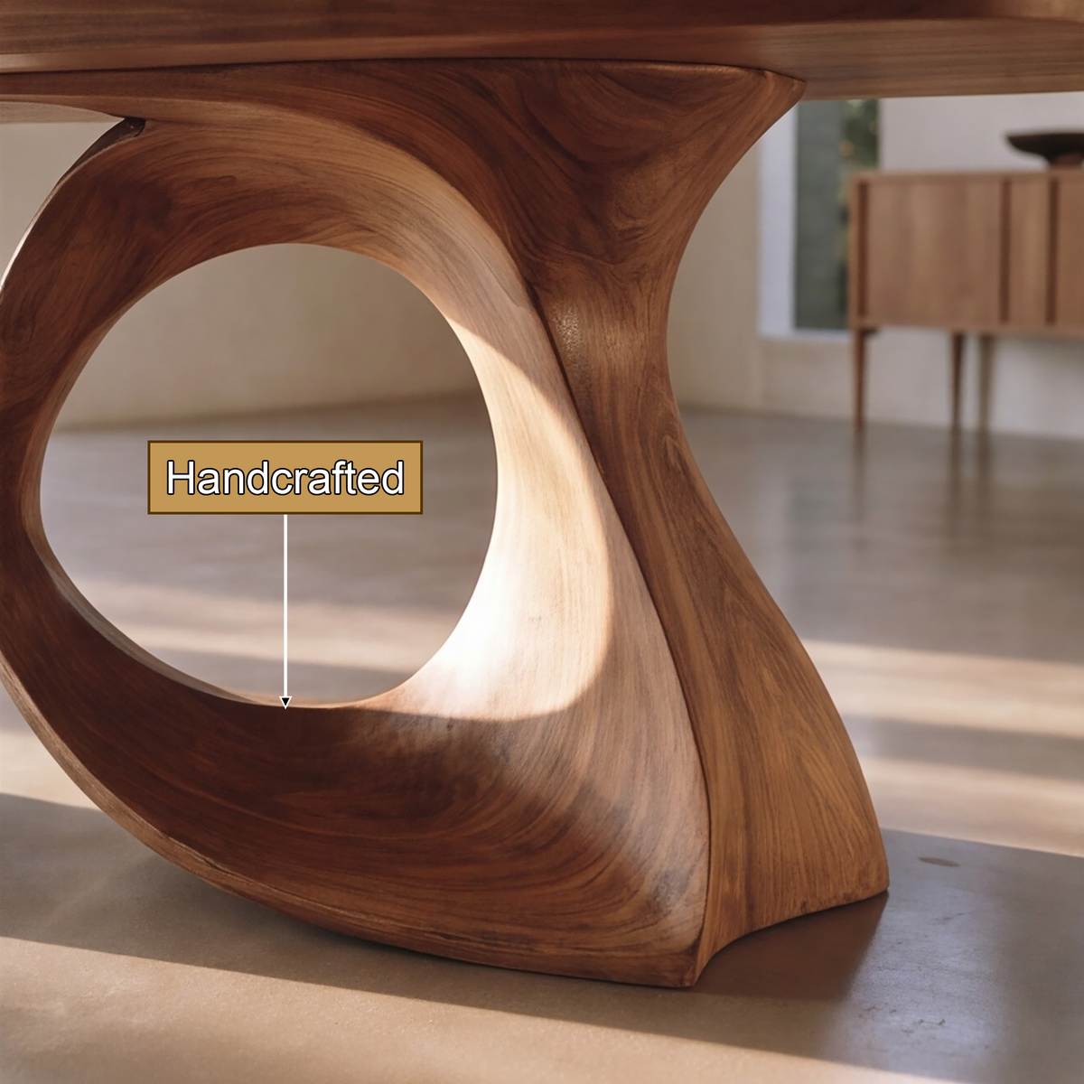 Aelirell Sculpted Loop Base Handcrafted Dining Table - Timberustic Dining Table