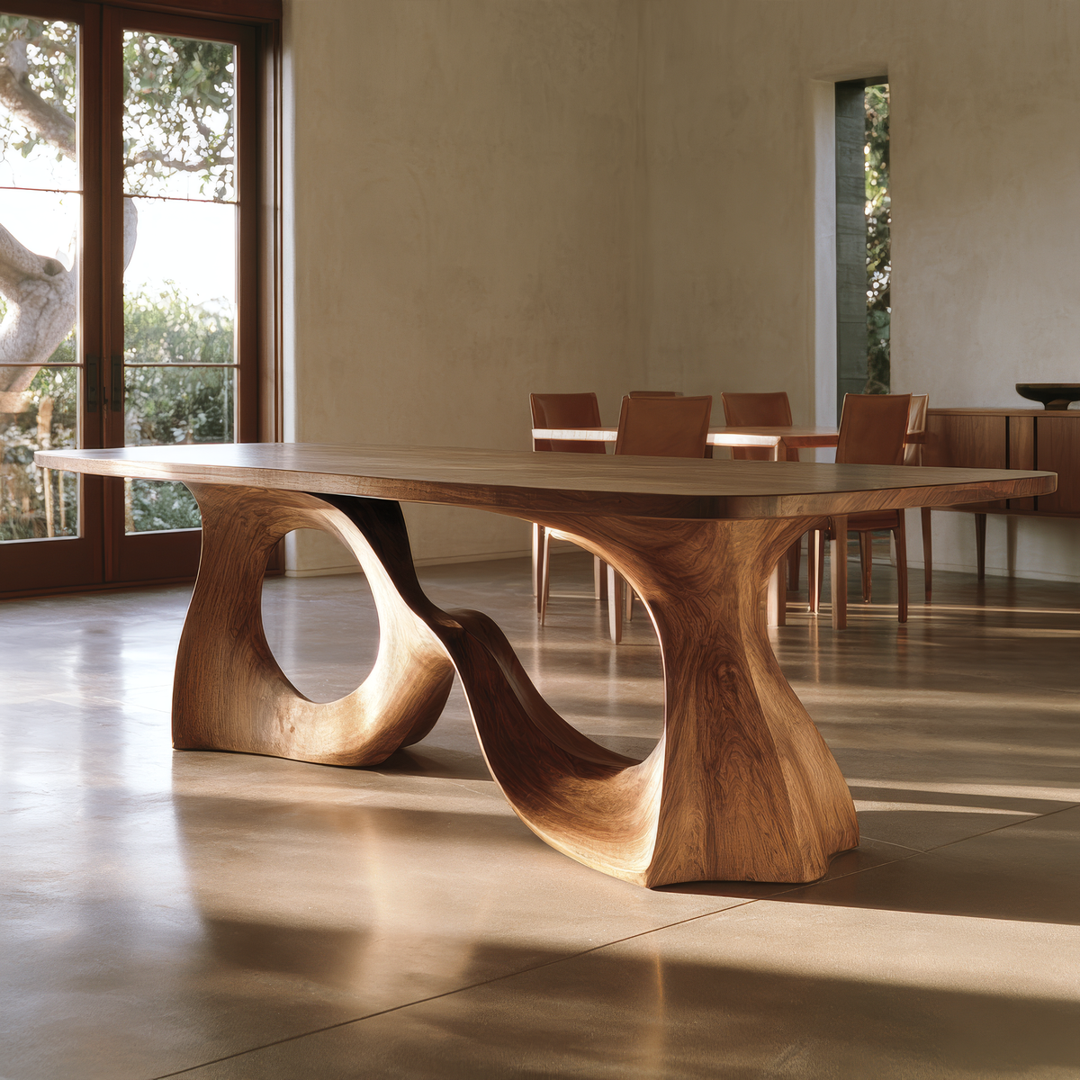 Aelirell Sculpted Loop Base Handcrafted Dining Table - Timberustic Dining Table