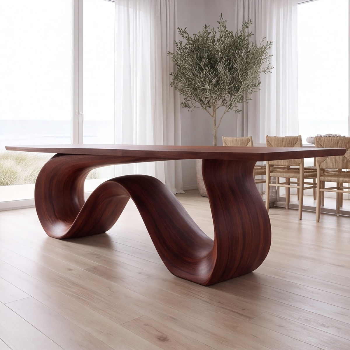 Aeliwyn Sculpted Loop Base Handcrafted Dining Table - Timberustic Dining Table