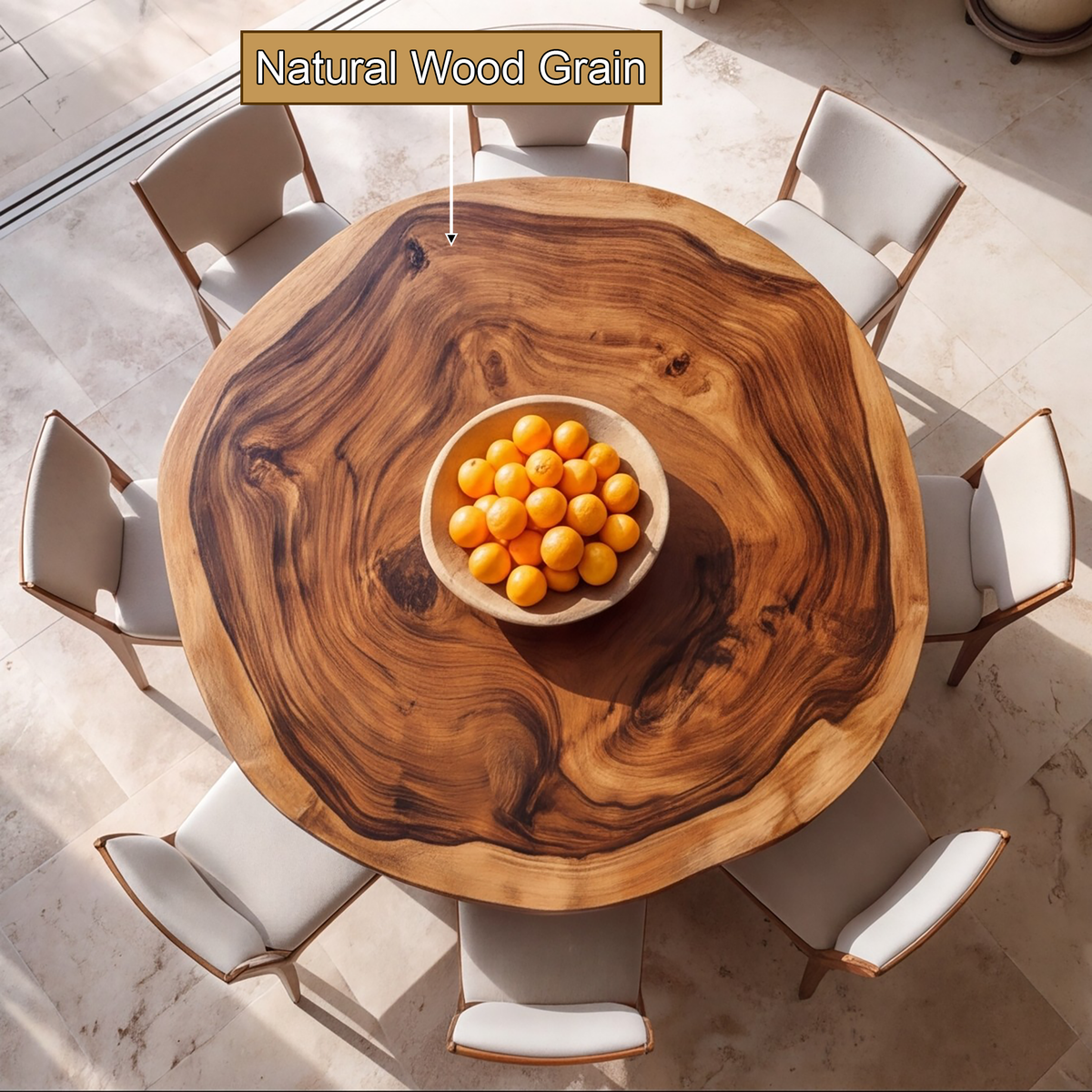 Aelolora Round Sculpted Loop Pedestal Handcrafted Round Dining Table by Timberustic — natural wood grain detail