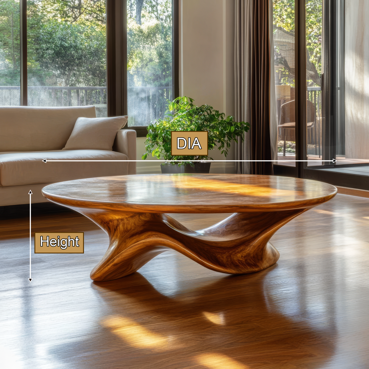 Caelivra Sculpted Handcrafted Round Coffee Table - Timberustic Coffee Table