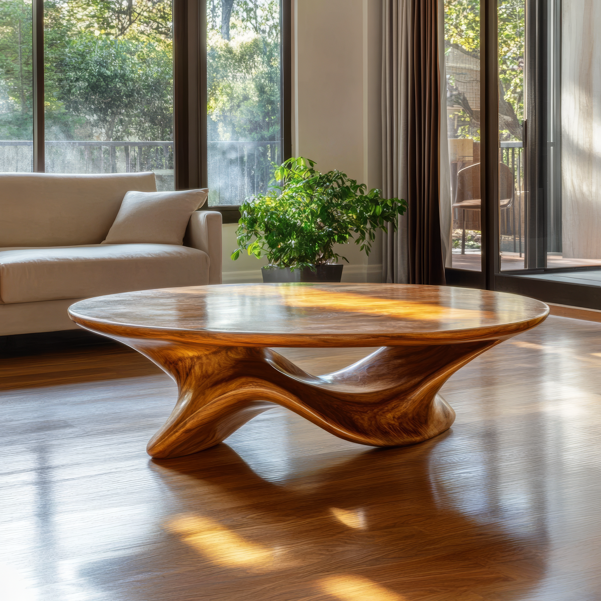 Caelivra Sculpted Handcrafted Round Coffee Table - Timberustic Coffee Table