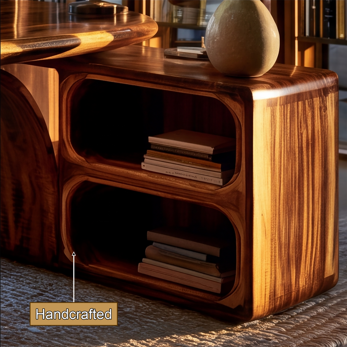 Caelvara Sculpted Arch Handcrafted Desk with Drawers - Timberustic Desk With Drawers