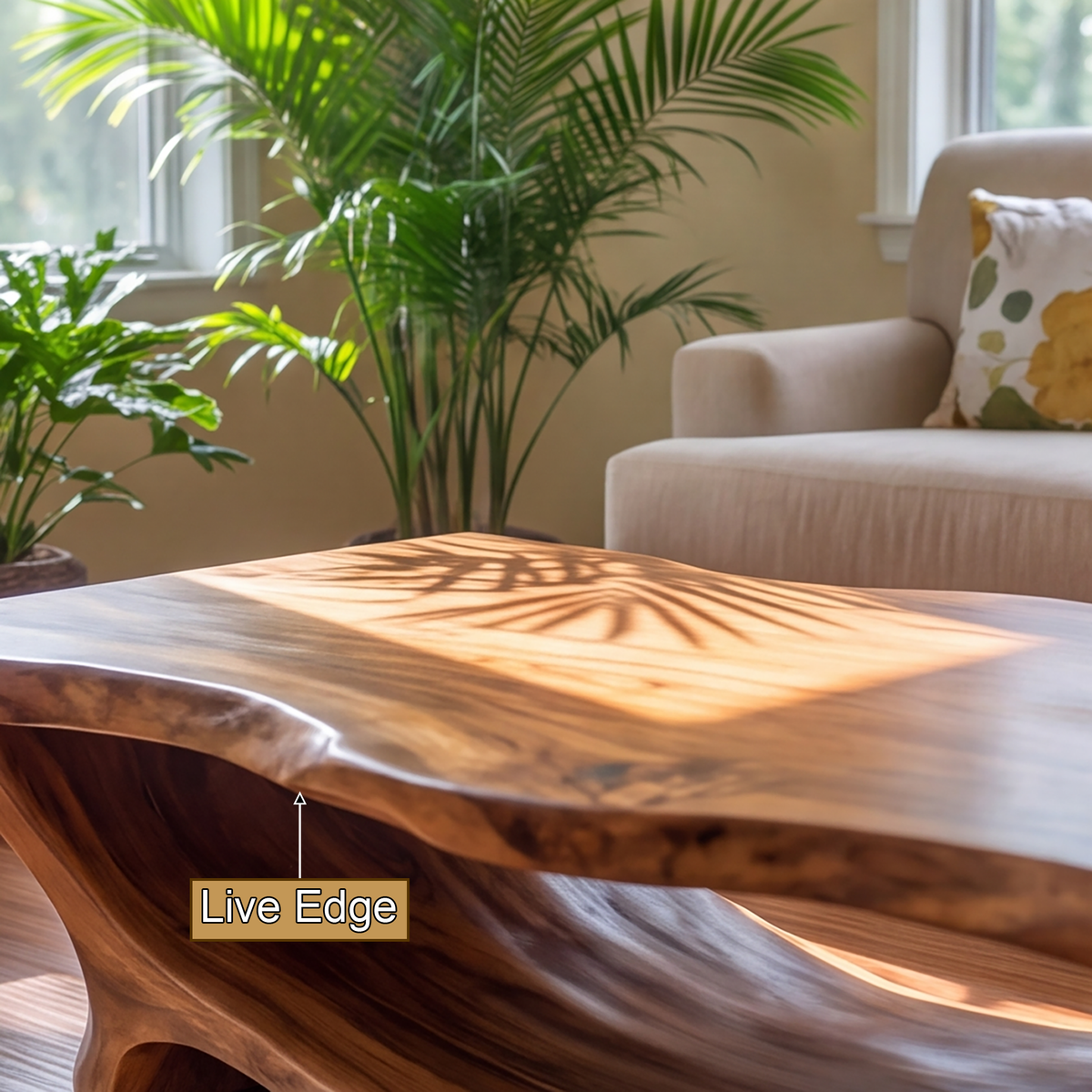 Caelvero Live Edge Sculpted Coffee Table by Timberustic — product detail view 4