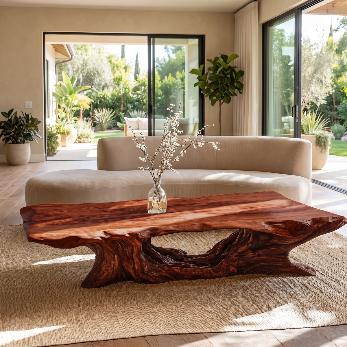 Caelvora Live Edge Sculpted Coffee Table by Timberustic — Mahogany finish