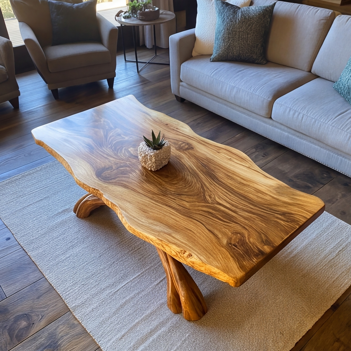 Caldrava Live Edge Sculpted Coffee Table by Timberustic — product detail view 2