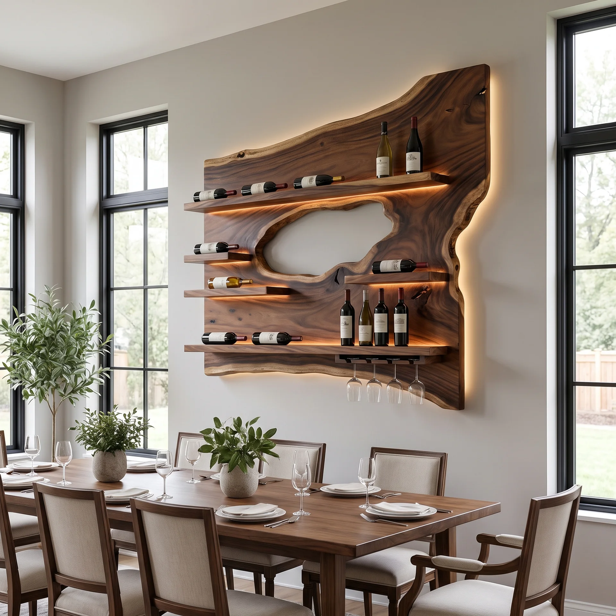 Cendralis Live Edge Handcrafted Floating Wine Shelf by Timberustic — overall product view