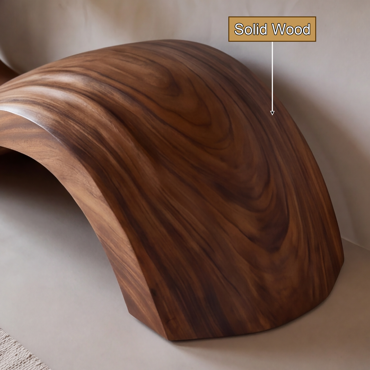 Corvella Sculpted Wave Handcrafted Console Table by Timberustic — solid wood detail