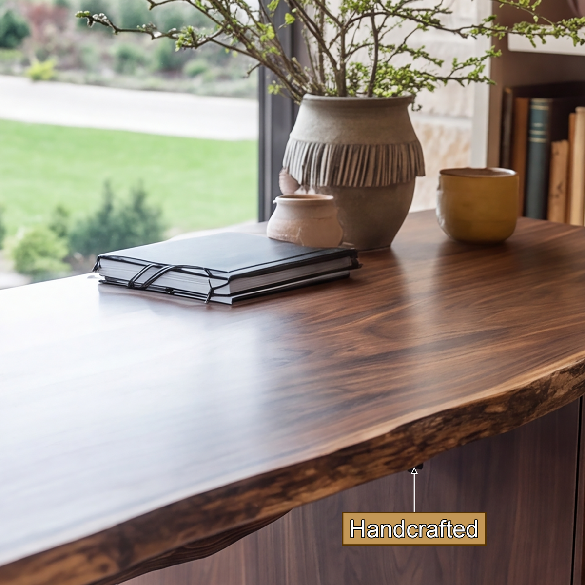 Eldervane Live Edge Branch Base Handcrafted Desk with Drawers - Timberustic Desk With Drawers