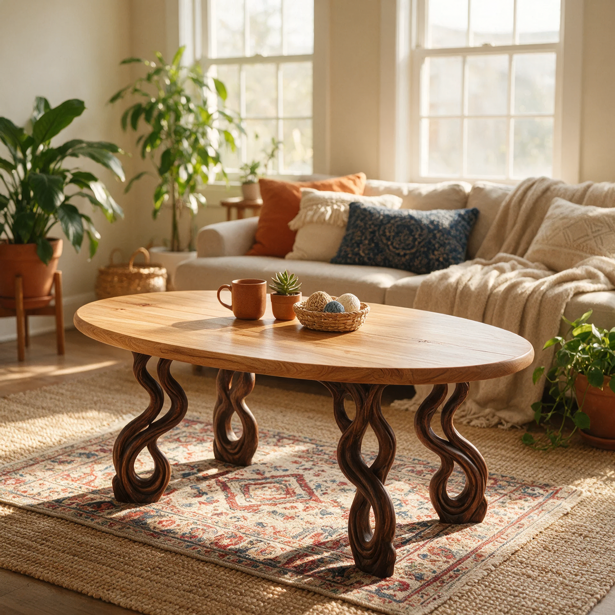 Lyrava Sculpted Loop Leg Handcrafted Coffee Table - Timberustic Coffee Table