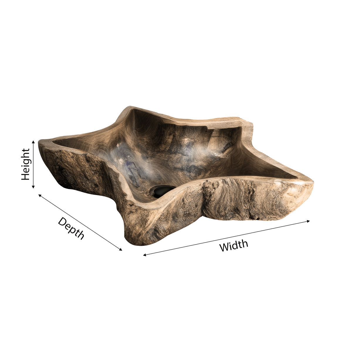 Mirevane Live Edge Sculpted Vessel Sink - Timberustic Vessel Sinks
