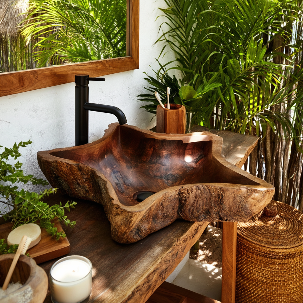 Mirevane Live Edge Sculpted Vessel Sink - Timberustic Vessel Sinks