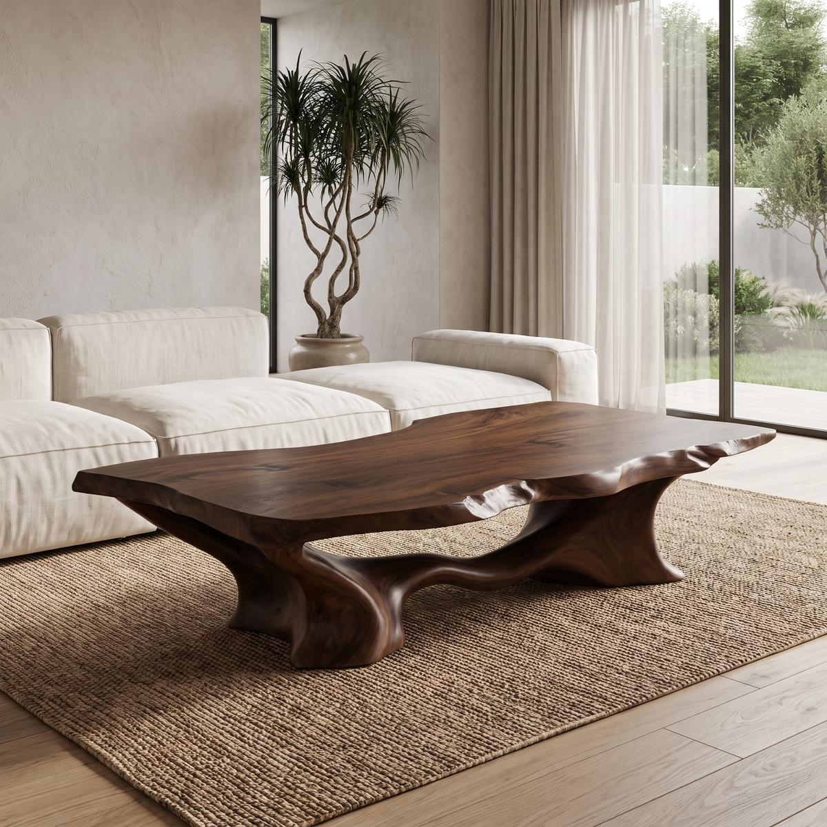 Mirevon Live Edge Sculpted Coffee Table by Timberustic — Dark Walnut finish