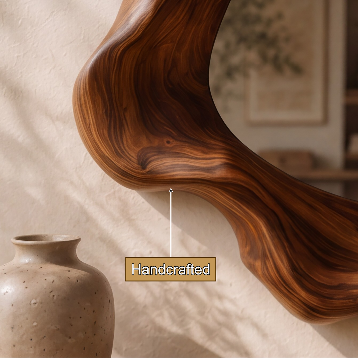 Narevyn Flowing Contour Handcrafted Mirror Frame by Timberustic — handcrafted details