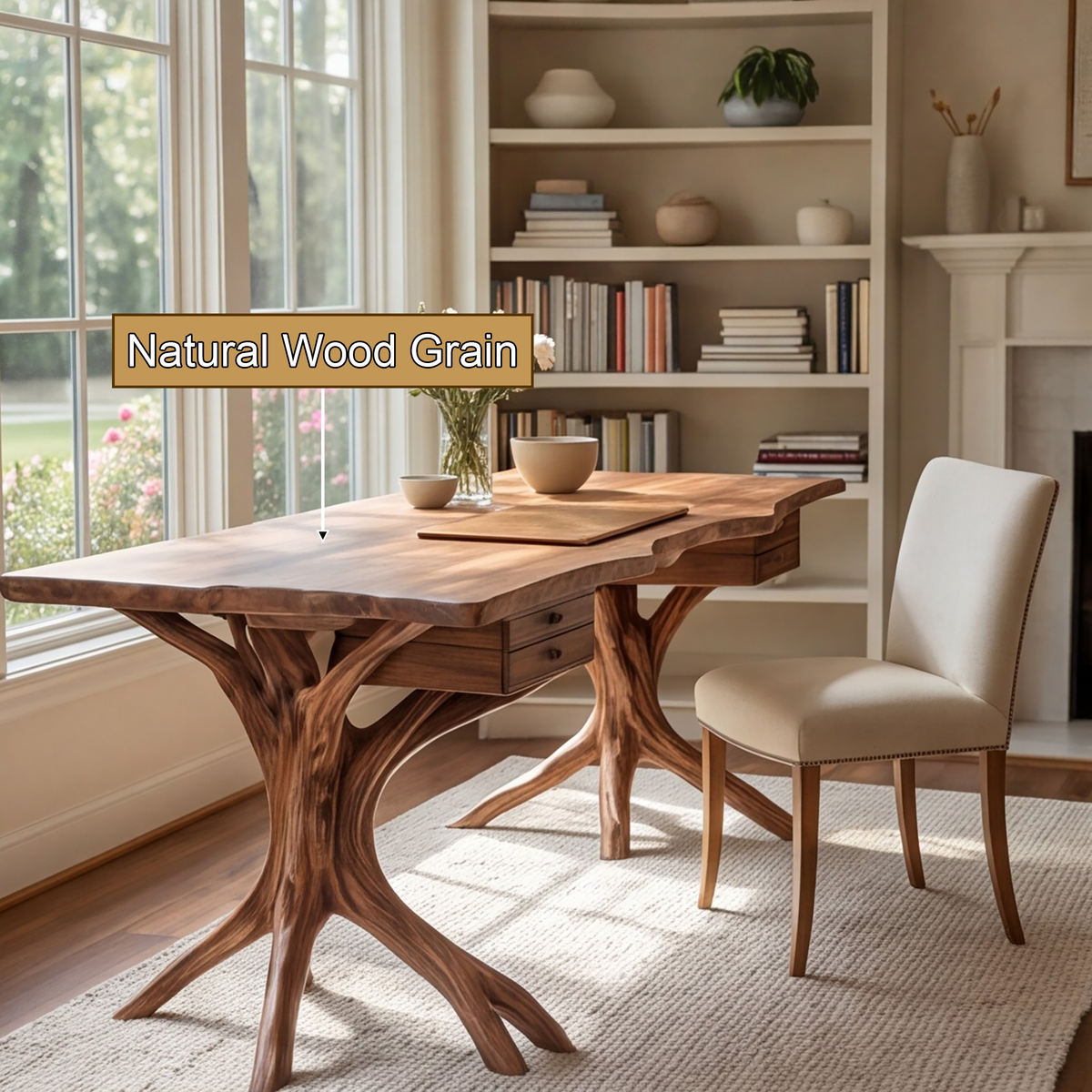 Noravella Sculpted Branch Base Handcrafted Desk with Drawers - Timberustic Desk With Drawers