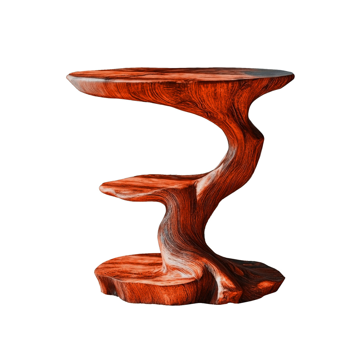 Norivane Branching Sculpted Handcrafted Record Player Stand With Storage by Timberustic — Mahogany finish