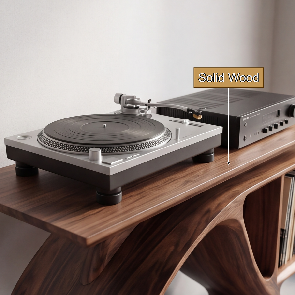 Nororien Sweeping Arch Handcrafted Record Player Stand With Storage - Timberustic Record Player Stand With Storage