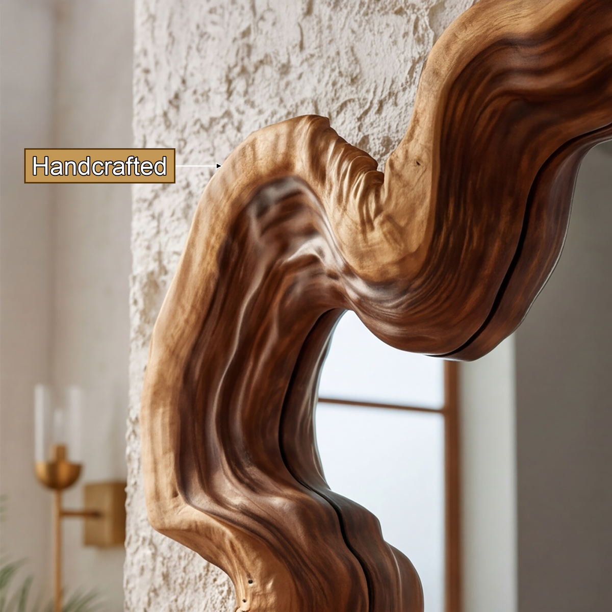 Ondavyr Undulating Sculpted Handcrafted Mirror Frame by Timberustic — handcrafted details