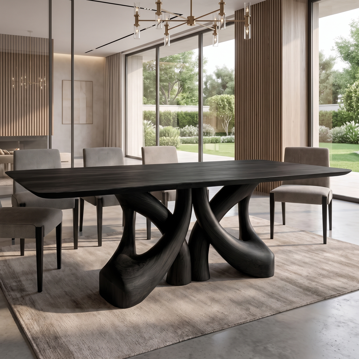 Orawyn Sculpted Branching Base Handcrafted Dining Table Black - Timberustic Dining Table