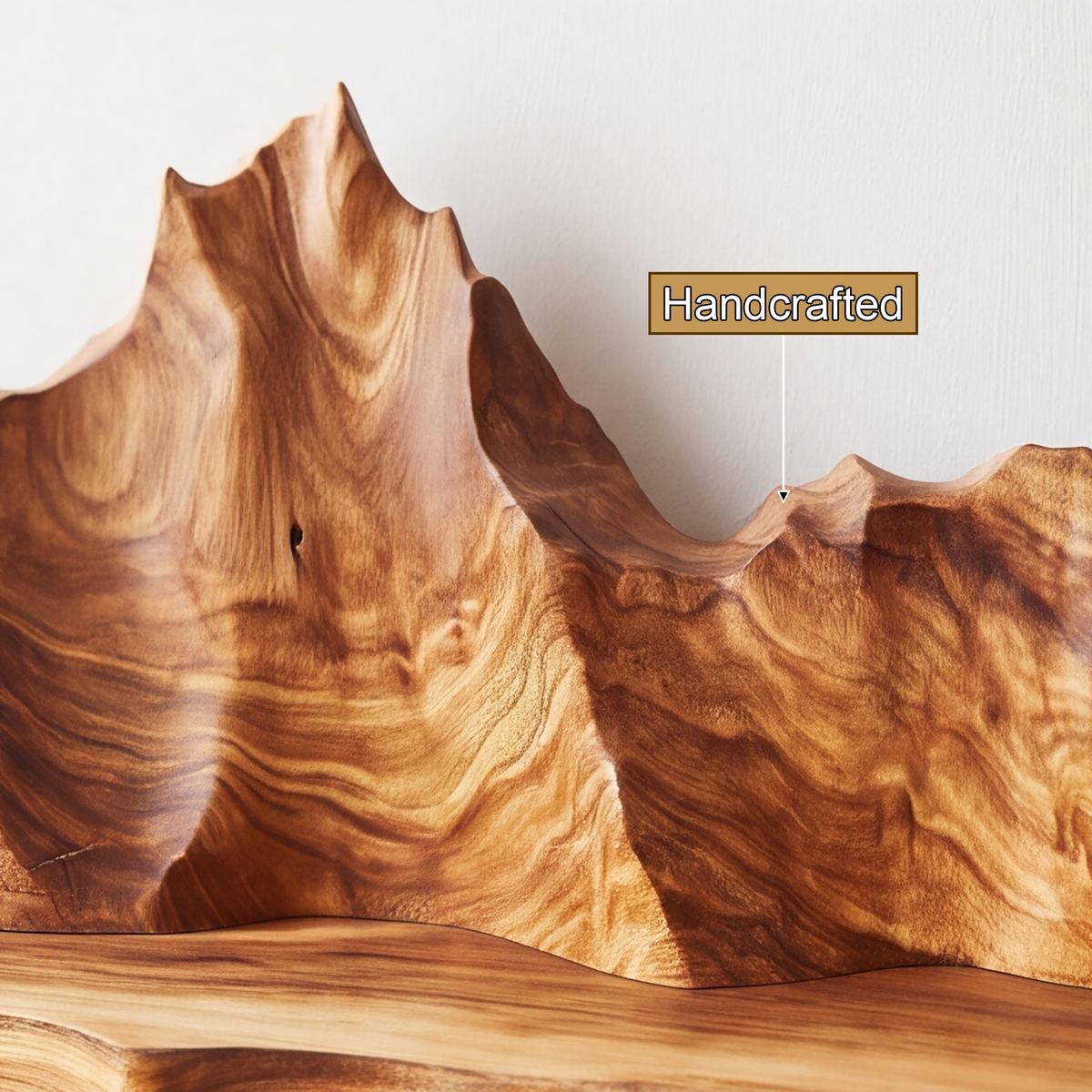 Oridell Sculpted Mountain Landscape Handcrafted Floating Shelf - Timberustic Floating Shelf