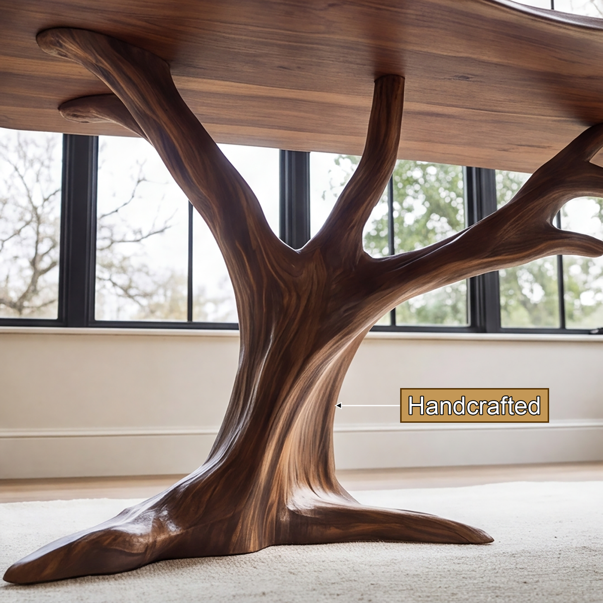 Ororien Sculpted Tree Branch Handcrafted Desk With Drawers by Timberustic — handcrafted details