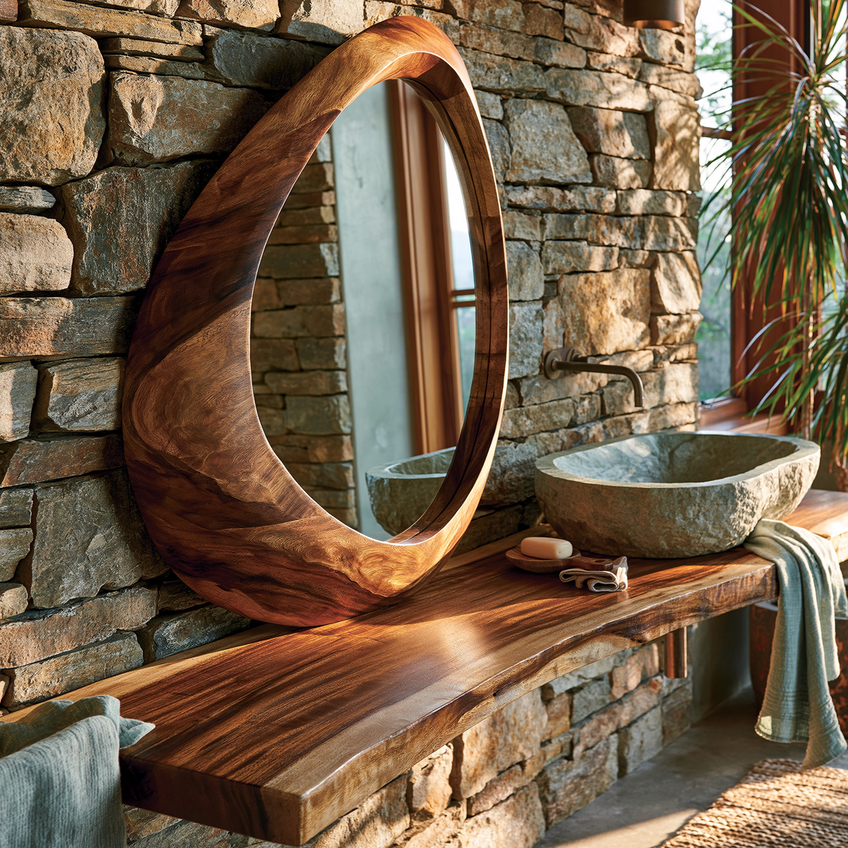 Oryvia Teardrop Sculpted Handcrafted Mirror Frame by Timberustic — overall product view
