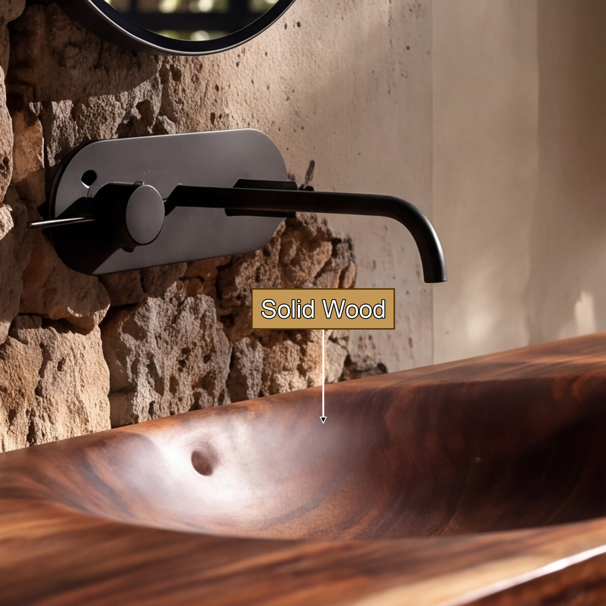 Sylavyn Sculpted Slab Handcrafted Floating Bathroom Vanity with Integrated Sink - Timberustic Floating Bathroom Vanity with Integrated Sink
