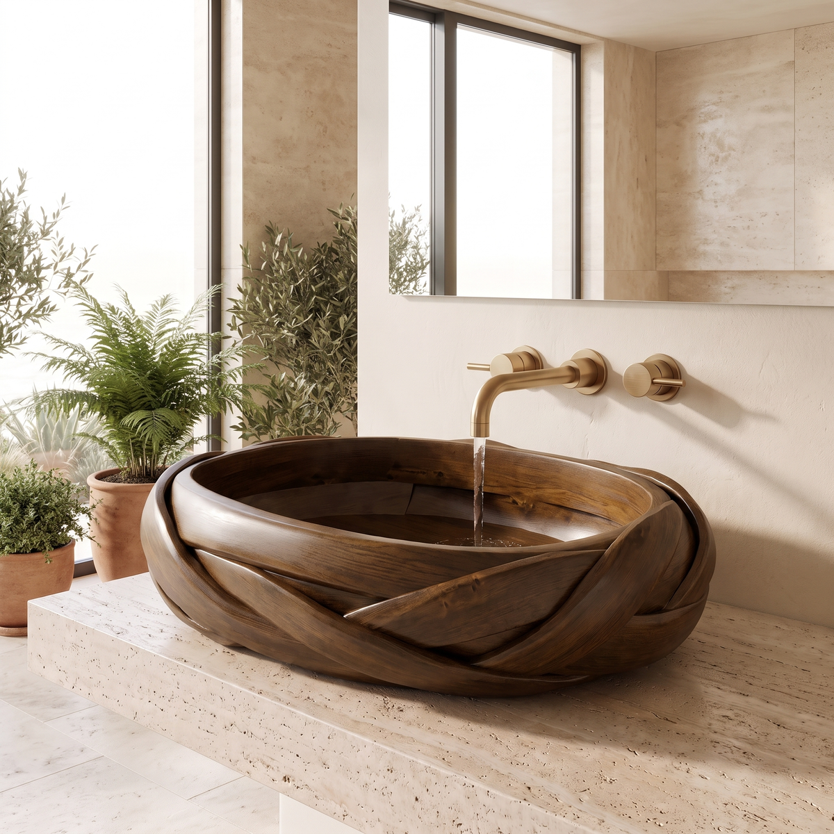 Sylemere Interwoven Sculpted Handcrafted Vessel Sinks Brown - Timberustic Vessel Sinks