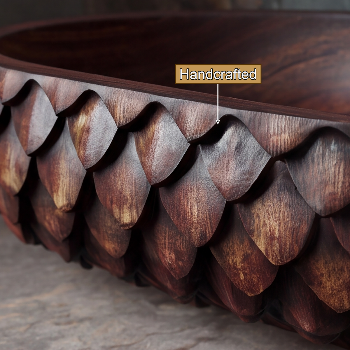Sylivale Sculpted Scale Pattern Handcrafted Vessel Sinks - Timberustic Vessel Sinks