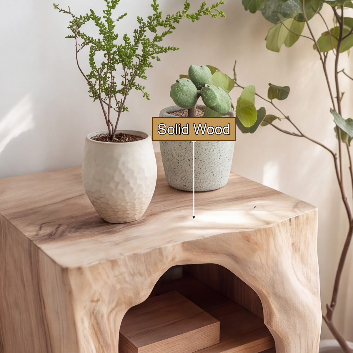 Sylovyn Sculpted Arch Handcrafted Nightstand by Timberustic — solid wood detail