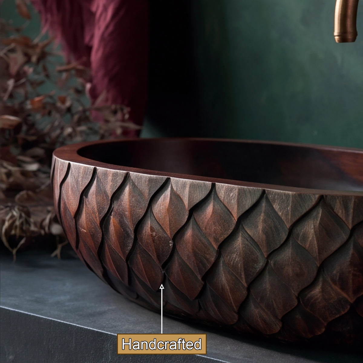 Sylverra Sculpted Botanical Leaf Handcrafted Vessel Sinks - Timberustic Vessel Sinks