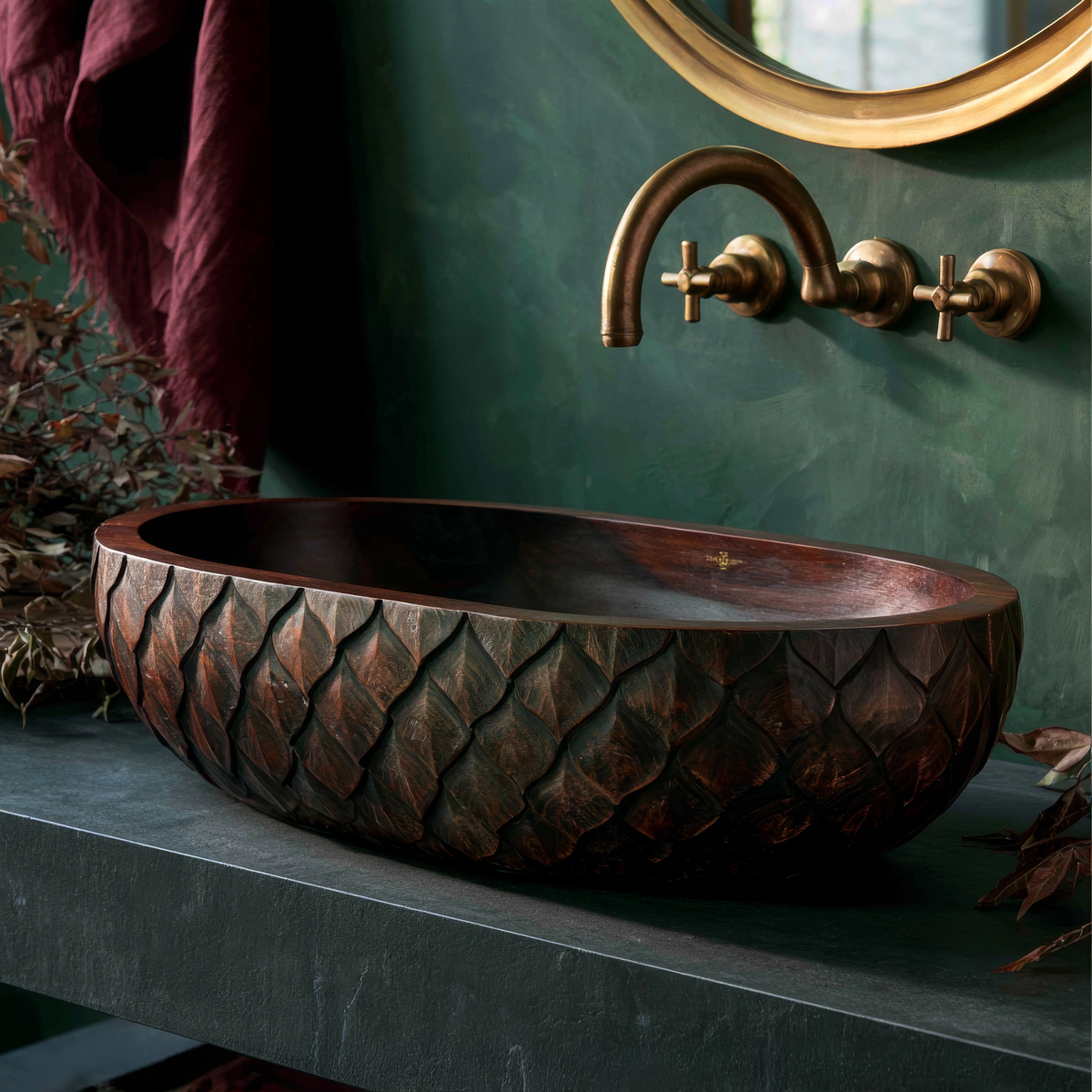 Sylverra Sculpted Botanical Leaf Handcrafted Vessel Sinks - Timberustic Vessel Sinks