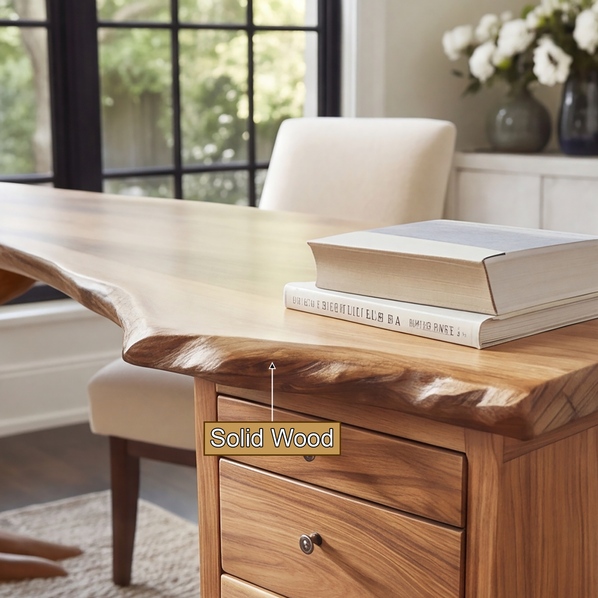 Sylvoren Live Edge Handcrafted Desk With Drawers - Timberustic Desk With Drawers