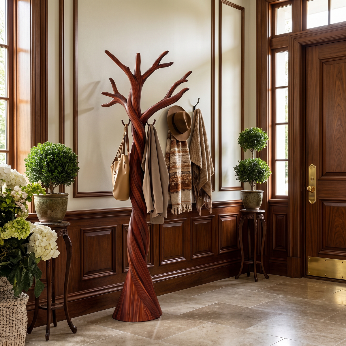 Torsylva Twisting Sculpted Tree Coat Rack Mahogany - Timberustic Tree Coat Rack