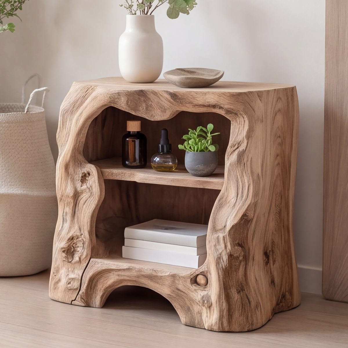 Vardessa Sculpted Arch Handcrafted Bedside Table by Timberustic — product detail view 4