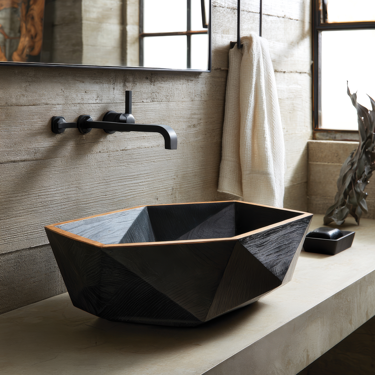 Velarell Faceted Geometric Handcrafted Vessel Sinks - Timberustic Vessel Sinks