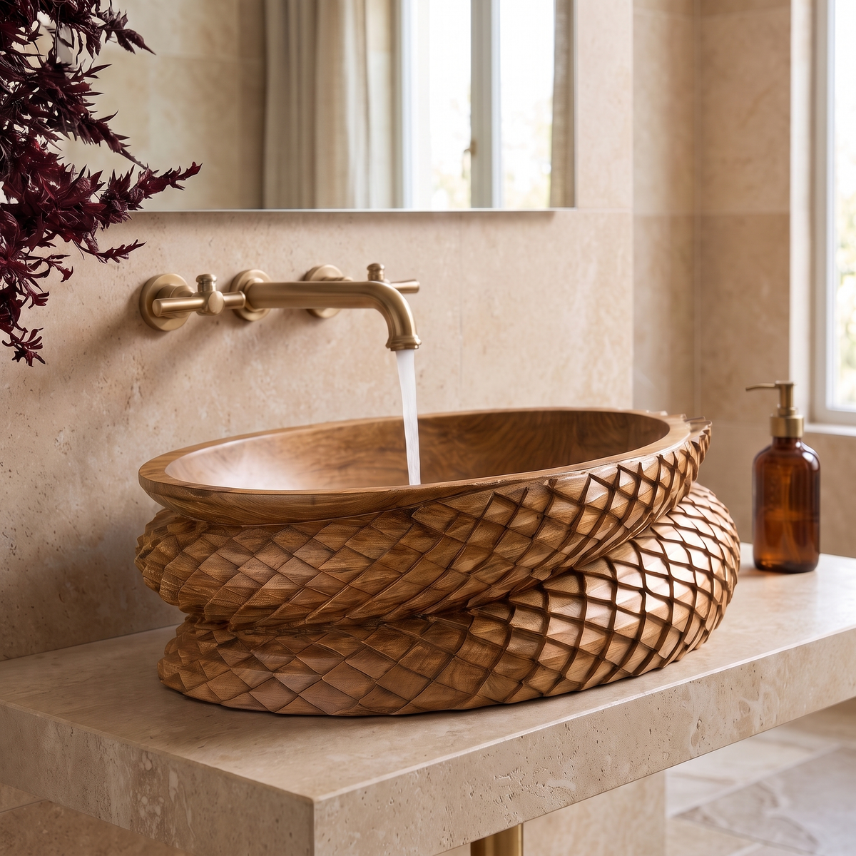 Veledrin Woven Coil Sculpted Handcrafted Vessel Sinks Brown - Timberustic Vessel Sinks