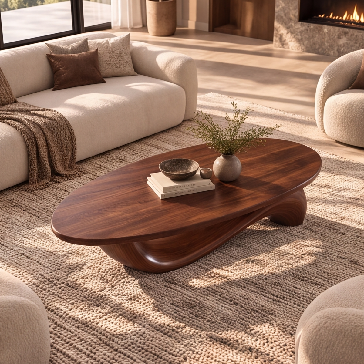 Velilune Sculpted Loop-Base Handcrafted Coffee Table by Timberustic — product detail view 4