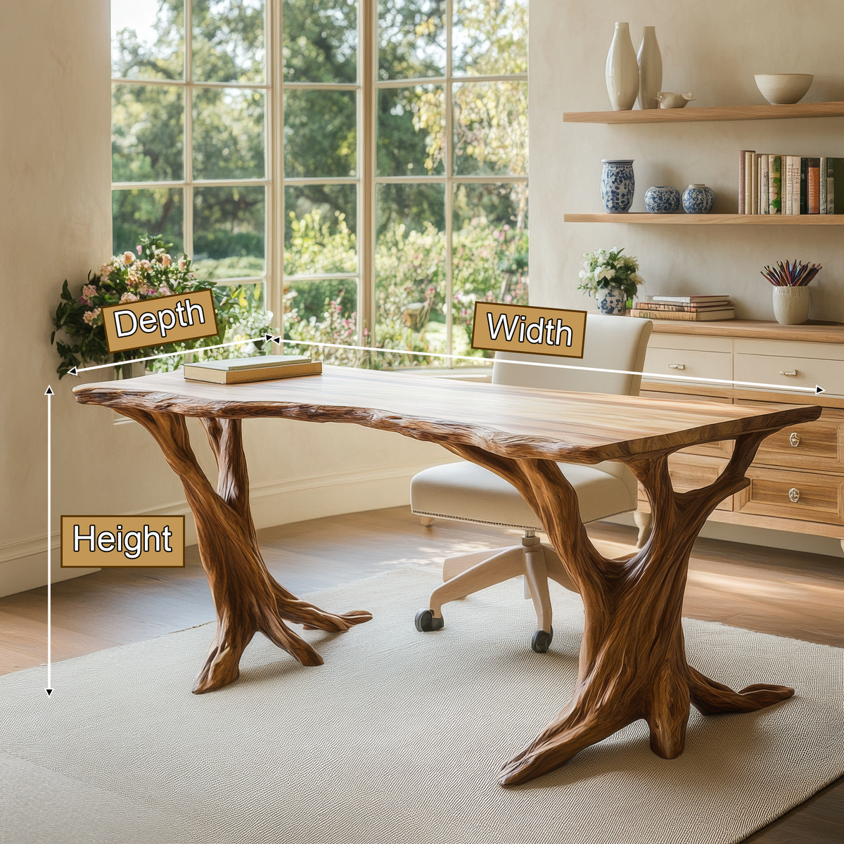 Velivane Live Edge Sculpted Tree Base Handcrafted Desk - Timberustic Desk