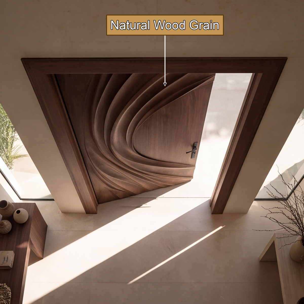 Velorell Radiating Fold Sculpted Handcrafted Door by Timberustic — natural wood grain detail
